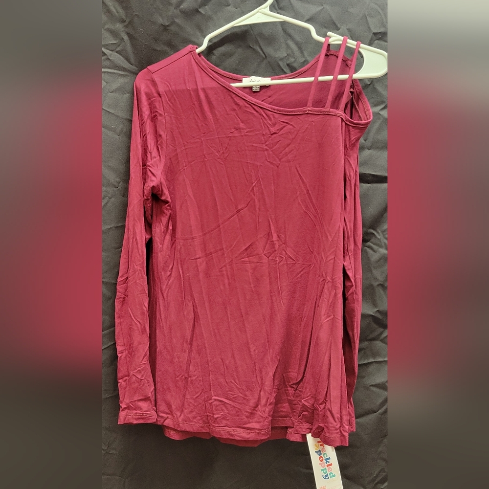 Burgundy/Cranberry Colored White Birch Long Sleeve Shirt With Shoulder Detail S
